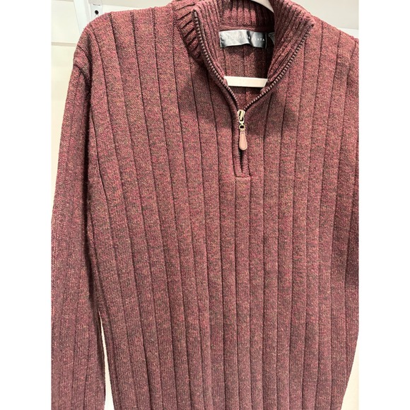Oscar de la Renta Men's Quarter Zip Maroon Heavy Sweater Size XL - Picture 2 of 8